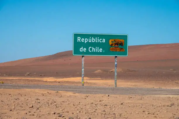 Photo of Border between Bolivia and Chile, along the road connecting Uyuni, Potosi, Bolivia and Calama, Antofagasta, Chile.