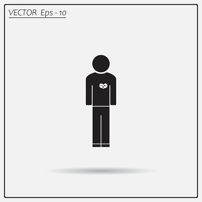 man vector icon with  heart