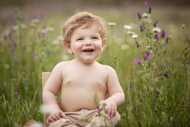 Portrait of a beautiful one year old boy at sunset - Buenos Aires - Argentina