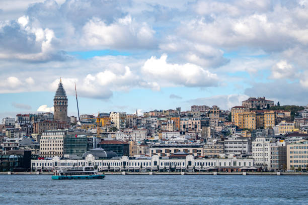 Bosphorus Istanbul, Turkey - November 16, 2023: The Bosphorus is one of the most beautiful straits in the world, where ships and boats frequently transit and carry passengers and cargo. In the Bosphorus, which passes between the European and Anatolian sides, we can come across cargo ships, boats and fishing vessels.