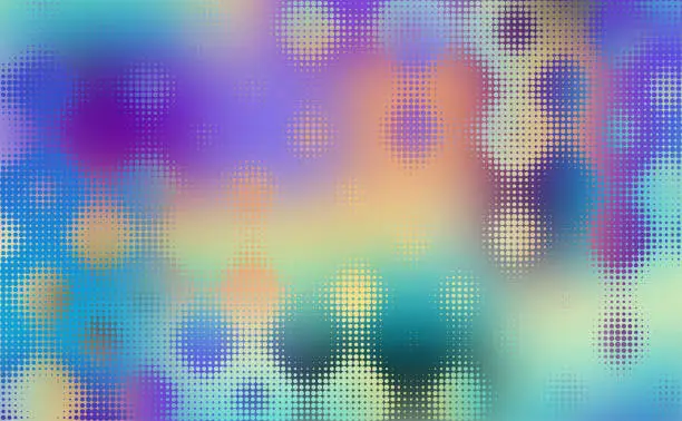 Vector illustration of Colourful gradient halftone dots background. Vector illustration. Abstract grunge dots on black background