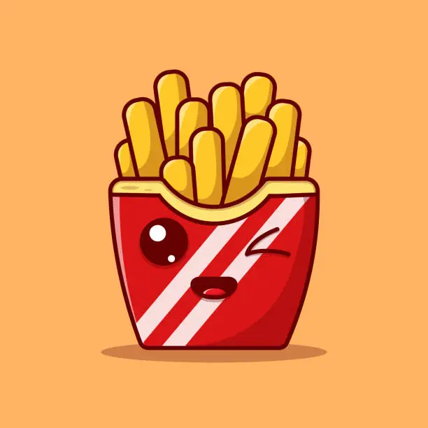 Vector illustration of Cute french fries cartoon vector illustration