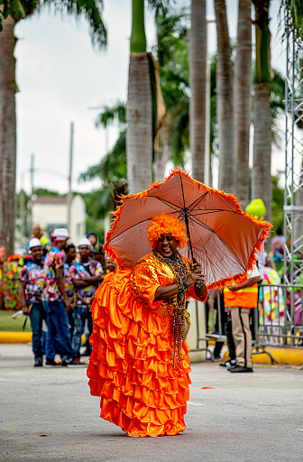 Miami, Florida, USA - March 9, 2014: Group of carnival Beauty Queens of all ages at 2014 Miami's Little Havana Calle Ocho Festival. Little Havana hosts its annual Calle Ocho street festival (part of the overall Carnaval Miami celebration), one of the largest in the world, with over one million visitors attending Calle Ocho alone. It is a free street festival with a Caribbean carnival feel sponsored by the Kiwanis Club of Little Havana.