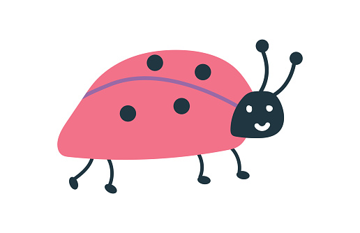 Ladybug on white background.Cartoon illustration.