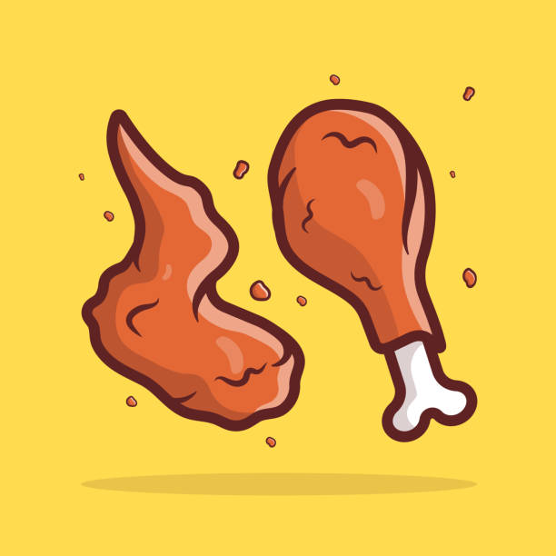 fried chicken leg cartoon icon vector illustration fried chicken leg cartoon icon vector illustration fried chicken stock illustrations
