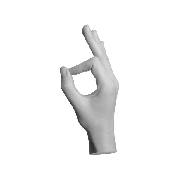 Ok gesture, Okay sign with two circled rounded fingers, isolated on white background