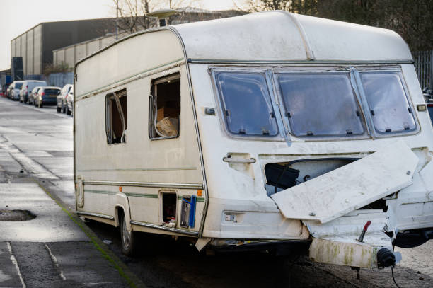 istock Caravan abandoned and dumped in street waiting to be removed 2000383384