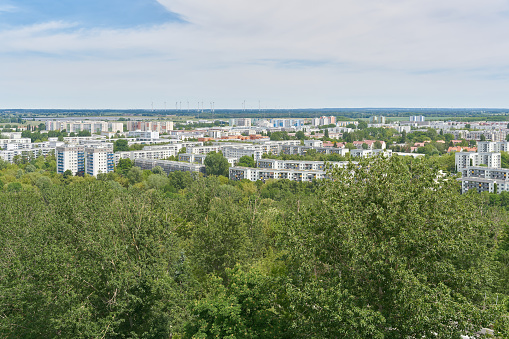 View from Kienberg to the green district of Marzahn-Hellersdorf in Berlin in Germany