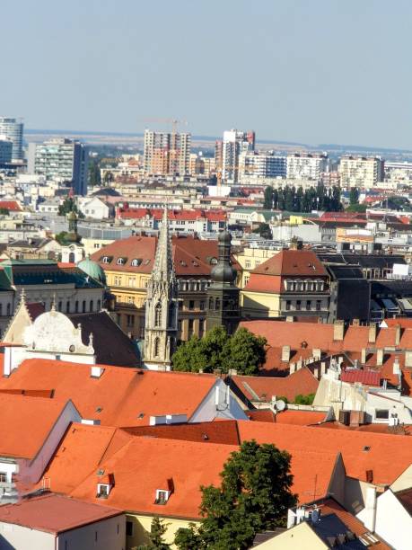 istock Bratislava old town Buda Pest historical building ancient columns balcony architecture downtown main street square tower church cathedral Slovakia 2000472144