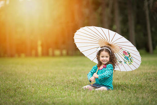 Portraits of a beautiful 3 years-old Argentine girl at the park- Buenos Aires - Argentina