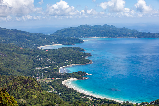 mahé island aerial view, seychelles islands, indian ocean islands.