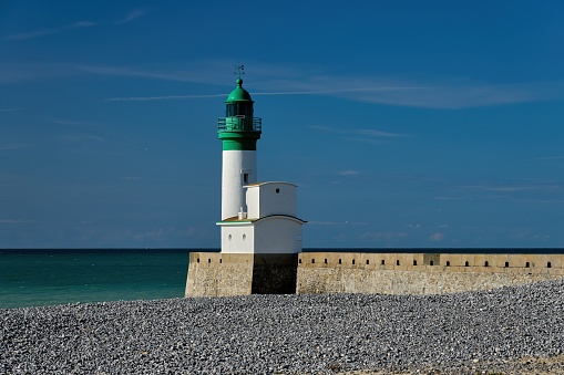 Lighthouse in Seine-Maritime, Normandy, english channel, France, le Treport , Mers-Les-Bains, Canal mouth of Eu