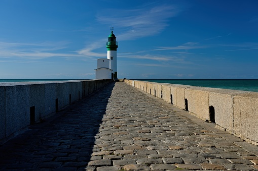 Lighthouse in Seine-Maritime, Normandy, english channel, France, le Treport , Mers-Les-Bains, Canal mouth of Eu