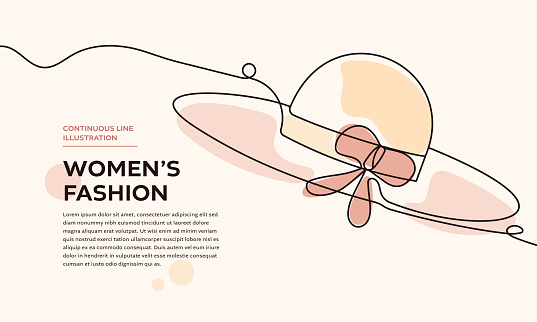 Women's Fashion Web Banner with Continuous Line Icon