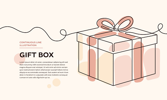 Gift Box Continuous Line Illustration