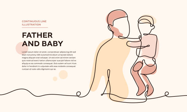 ojciec i dziecko ilustracja linii ciągłej - syn stock illustrations