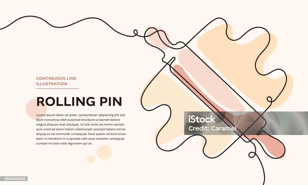 Pin Line Scroll Rolling Pin Continuous Line Illustration Stock Illustration - Download ...