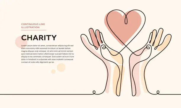 Vector illustration of Charity Continuous Line Icon