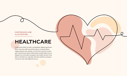 Healthcare Web Banner with Continuous Line Icon