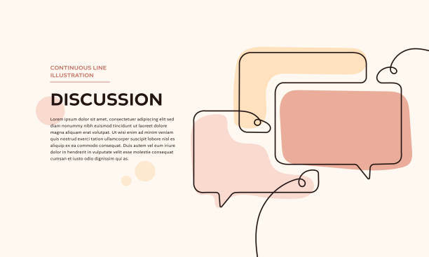 bildbanksillustrationer, clip art samt tecknat material och ikoner med discussion continuous line icon - prata