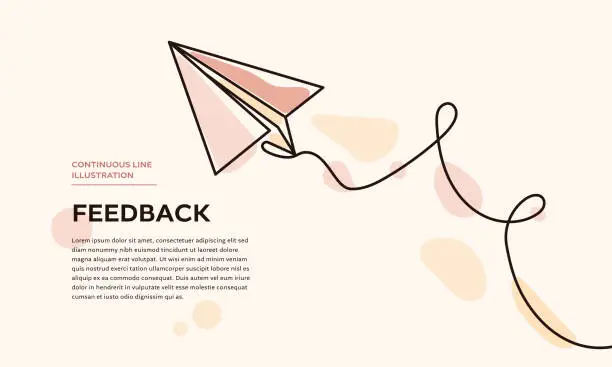 Vector illustration of Feedback, Paper Airplane Continuous Line Icon