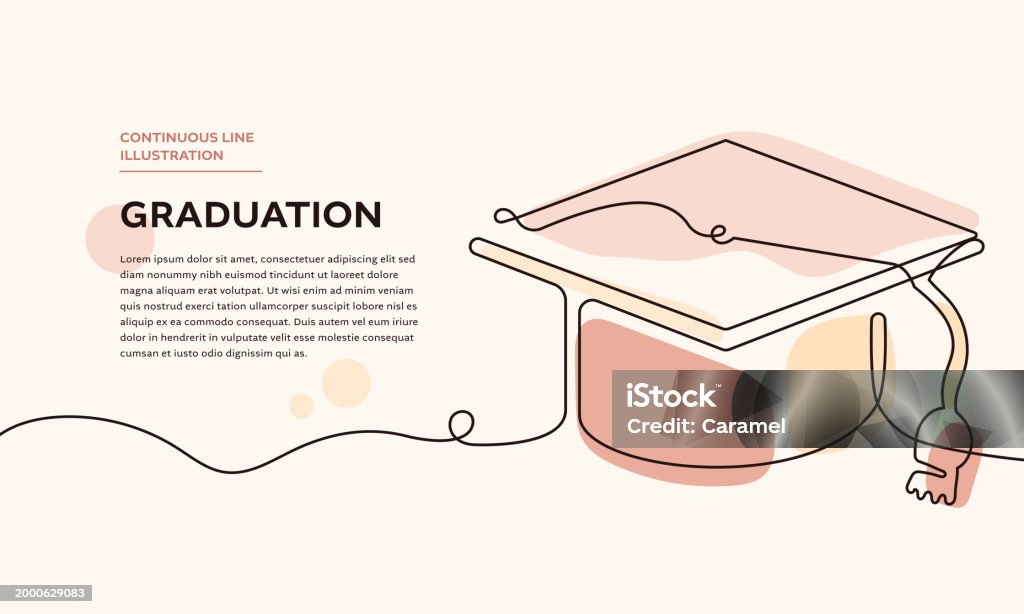 Graduation Continuous Line Illustration Stock Illustration - Download ...