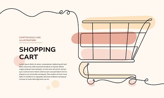 Shopping Cart Web Banner with Continuous Line Icon