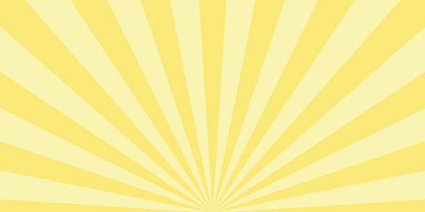 Sunrise sunbeam rays, yellow lines background, light vector art illustration