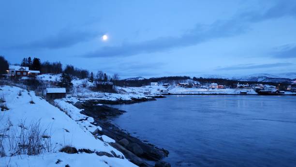 istock moon and riverbank view of Saltstraumen 2000667443