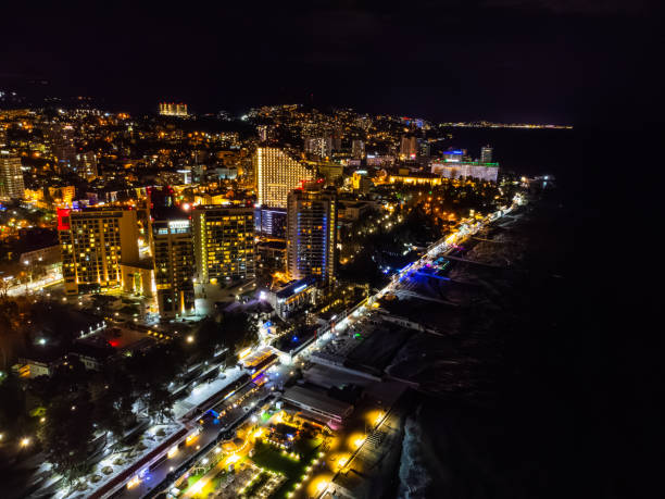 istock A view of nighttime Sochi from the air 2000676997
