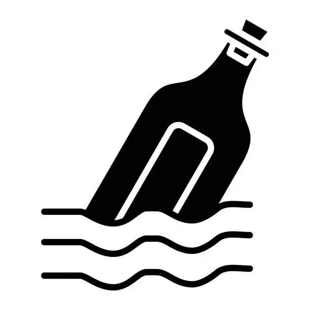 Vector illustration of Message in a Bottle Icon