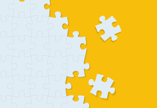 Puzzle Texture With Yellow Background , Vector Illustration