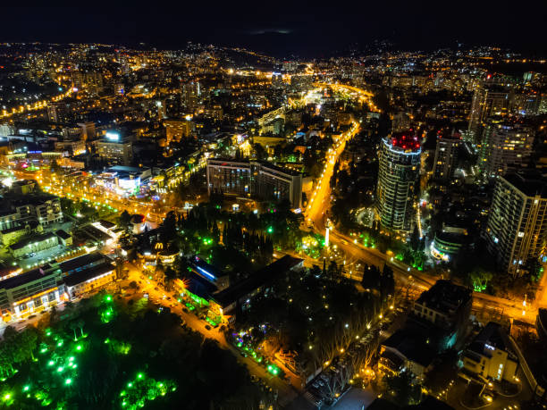 istock A view of nighttime Sochi from the air 2000700110