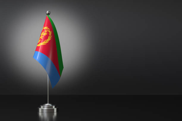 istock Small National Flag of the State of Eritrea on a Black Background. 3d Rendering 2000762402