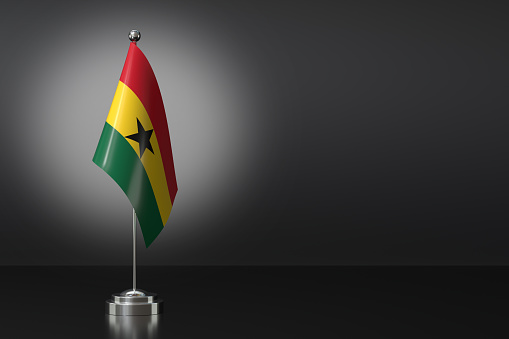 Small National Flag of the Republic of Ghana on a Black Background. 3d Rendering