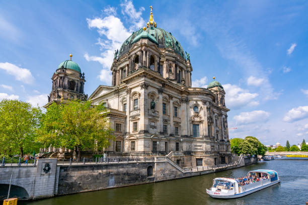 Berlin, Germany - May 2019: Berlin cathedral (Berliner Dom) on Museum island and Spree river