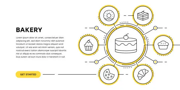 Vector illustration of Bakery Web Banner with Infographic