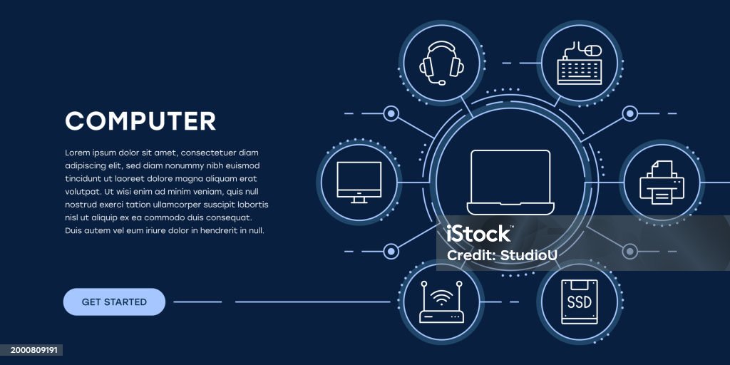 Computer Web Banner With Infographic Stock Illustration - Download ...