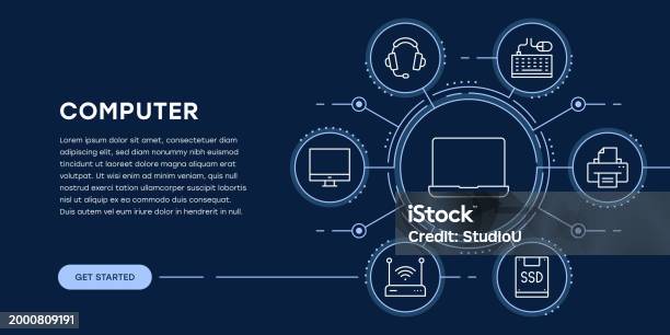 Web Only Computer Computer Web Banner With Infographic Stock Illustration - Download ...