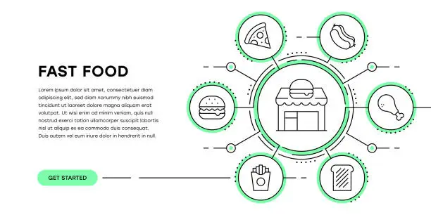 Vector illustration of Fast Food Web Banner with Infographic