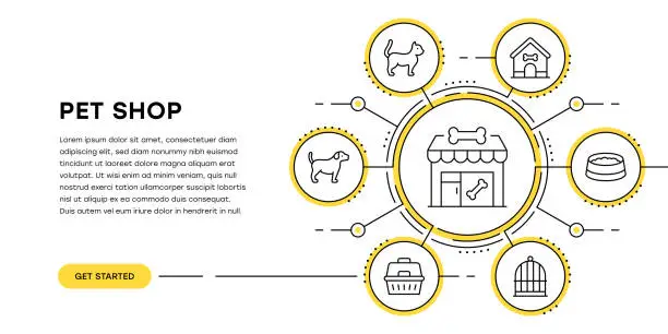 Vector illustration of Pet Shop Web Banner with Infographic