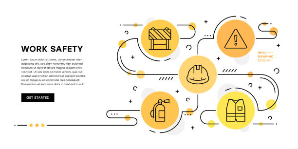 šablona infografiky o bezpečnosti práce - staveniště stock ilustrace