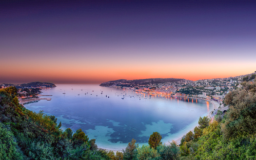 Sunrise view of french Riviera bay