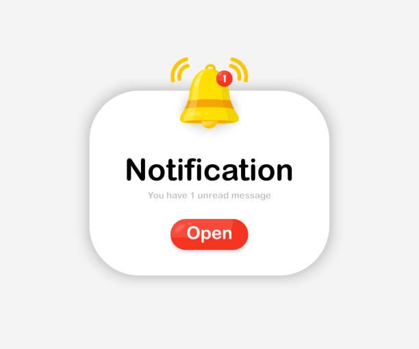 illustrations, cliparts, dessins animés et icônes de notifications. boîte de notifications push. message d’alerte d’événement, boîte de notification web et avis d’annonce. planification d’entreprise, événements, rappel et calendrier. rappel de calendrier - message dannonce