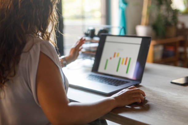 istock Woman sitting at her desk, using laptop when working 2000991559