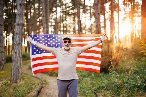 Authentic Vietnam Veteran with American Flag