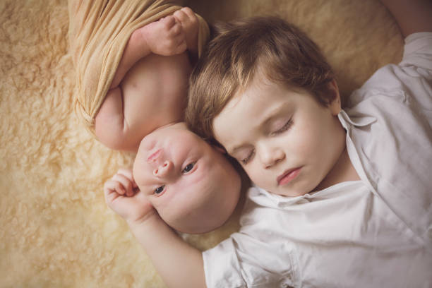 Little boy with his newborn little brother - Buenos Aires - Argentina