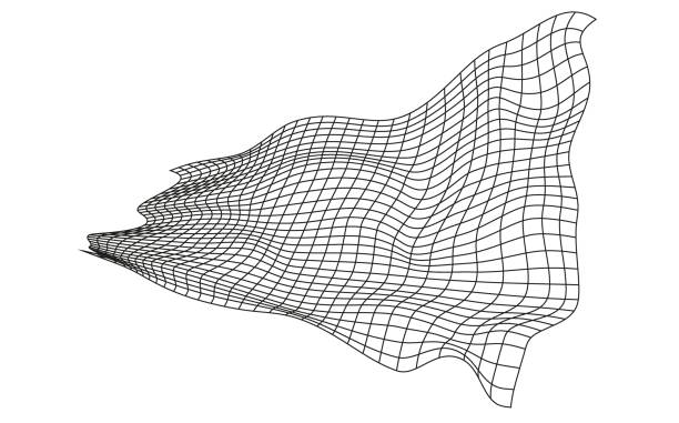 Print Illustration of a black fishing or football net.Checkered wavy background in doodle style. how to draw a volleyball net drawing stock illustrations
