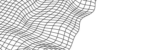 Print Illustration of a black fishing or football net.Checkered wavy background in doodle style. how to draw a volleyball net drawing stock illustrations