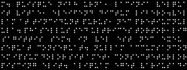 bildbanksillustrationer, clip art samt tecknat material och ikoner med seamless pattern with white round dots braille text on a black background - blindskrift